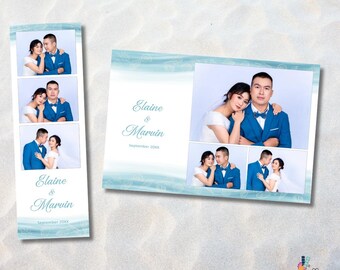 Elegant Beach Wedding Photobooth Template, Coastal Party Frame (Digital Download)