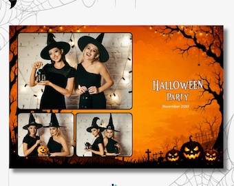 Sovrapposizione per cabina fotografica di Halloween, modello per feste spettrali, cornice per cabina fotografica 4x6 modificabile, stampabile per eventi di Halloween
