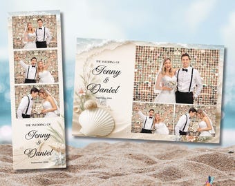 Coastal Wedding Photo Booth Template, Beach Photo Strip Design (Digital Download)