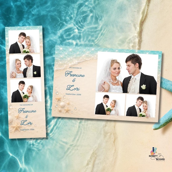 Coastal Wedding Photo Template, Elegant Beach Wedding Booth Frame
