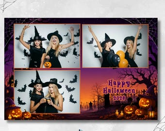 Modello per cabina fotografica di Halloween, cornice modificabile per cabina fotografica di Halloween, sovrapposizione per festa in costume