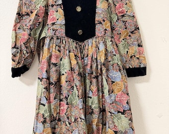 Vintage La Vie En Fleur Paris meisjes bloemenjurk 6 Prairie Cottage Core Holiday