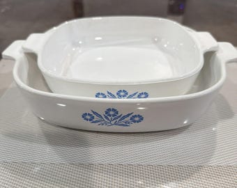 CorningWare Blue Cornflower Lot Of 2 No Lid P-7 B & P-9 B Vintage Casserole Dish