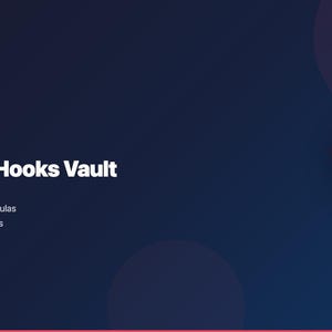 Puede incluir: Anuncio de producto digital con fondo azul oscuro. El texto dice "The Viral Hooks Vault" con detalles sobre fórmulas de gancho, guiones de video y categorías. Un círculo rojo muestra "$17 Descarga instantánea".