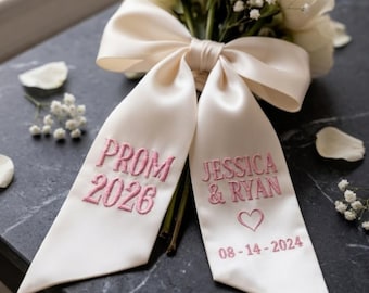 Personalized Prom Bouquet Sash, Embroidered Class of 2026 Ribbon