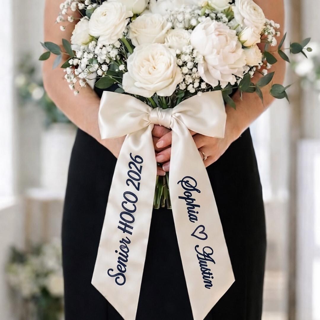 Personalized Prom Bouquet Ribbon Custom Embroidered Satin Sash ...
