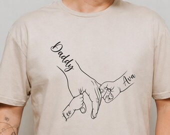 Personalized Daddy And Kids Line Art Shirt, Custom Family Love Tee