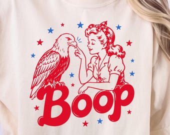 Boop Patriotic Eagle Comfort Colors Shirt for Women With Vintage Americana Coquette Graphic