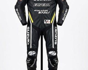 Suzuki Ecstar MotoGP Replica Leather Racing Suit - Alpinestars Edition (Front & Back Design)