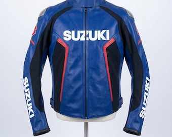 Suzuki GSX-R Leather Racing Jacket - Professional Black & Green Motorbike Protective Gear