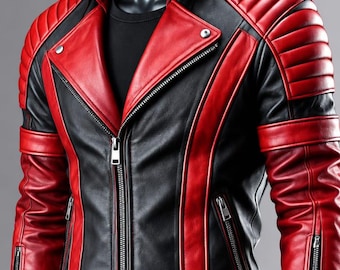 Red Leather Hooded Jacket for Men & Women, Biker Motorcycle Jacket, CustomFitLeather