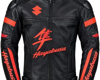 Black Orange Motorcycle Jacket, Men's Women's Leather Biker Jacket, Racing RidingJacket,