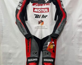 Custom Motorcycle Racing Suit, Leather One Piece Biker Suit, Red Black White Raci