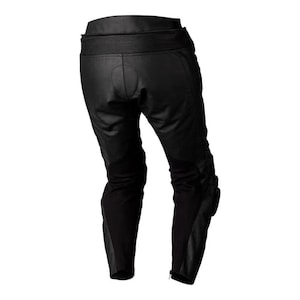 Men's Black Leather Motorcycle Racing Pants with Protective Armor and Removable Knee Sliders image 2