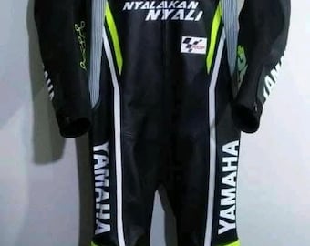 Yamaha MotoGP Inspired Custom Leather Racing Suit - One Piece Professional Motorbike Riding Gear