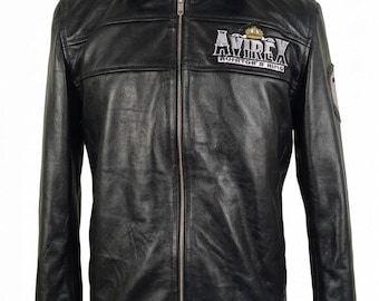 Avirex Aviator’s King Men's Black Leather Bomber Jacket – Limited Edition 75th Anniversary Embroidered Patch Jacket