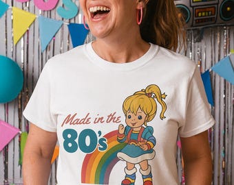 Camiseta com estampa Rainbow Brite: Camiseta retrô dos anos 80