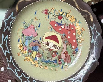 Handmade Ceramic Sheep Girl Forest Tableware Set – Jingdezhen Underglaze Cup, Bowl & Plate, Customizable