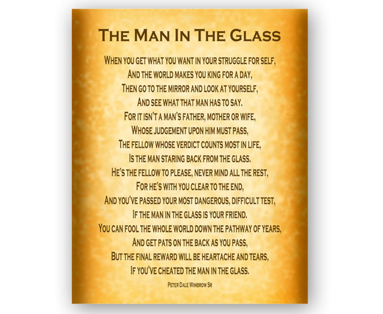 The Man in the Glass Poem by Peter Dale Wimbrow Sr 8x10 Blue Etsy The Man in the Glass Poem by Peter Dale Wimbrow Sr 8x10 Blue Etsy