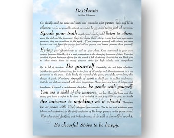 Desiderata Poem by Max Ehrmann 8x10  Inspirational Sky Print Design by Ginny Gaura