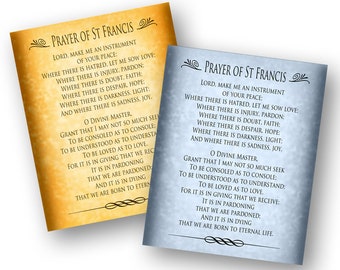 Prayer of Saint Francis - 8x10 Print - Gold or Blue - Catholic Poem Poetry Home Decor Gift - Design by Ginny Gaura