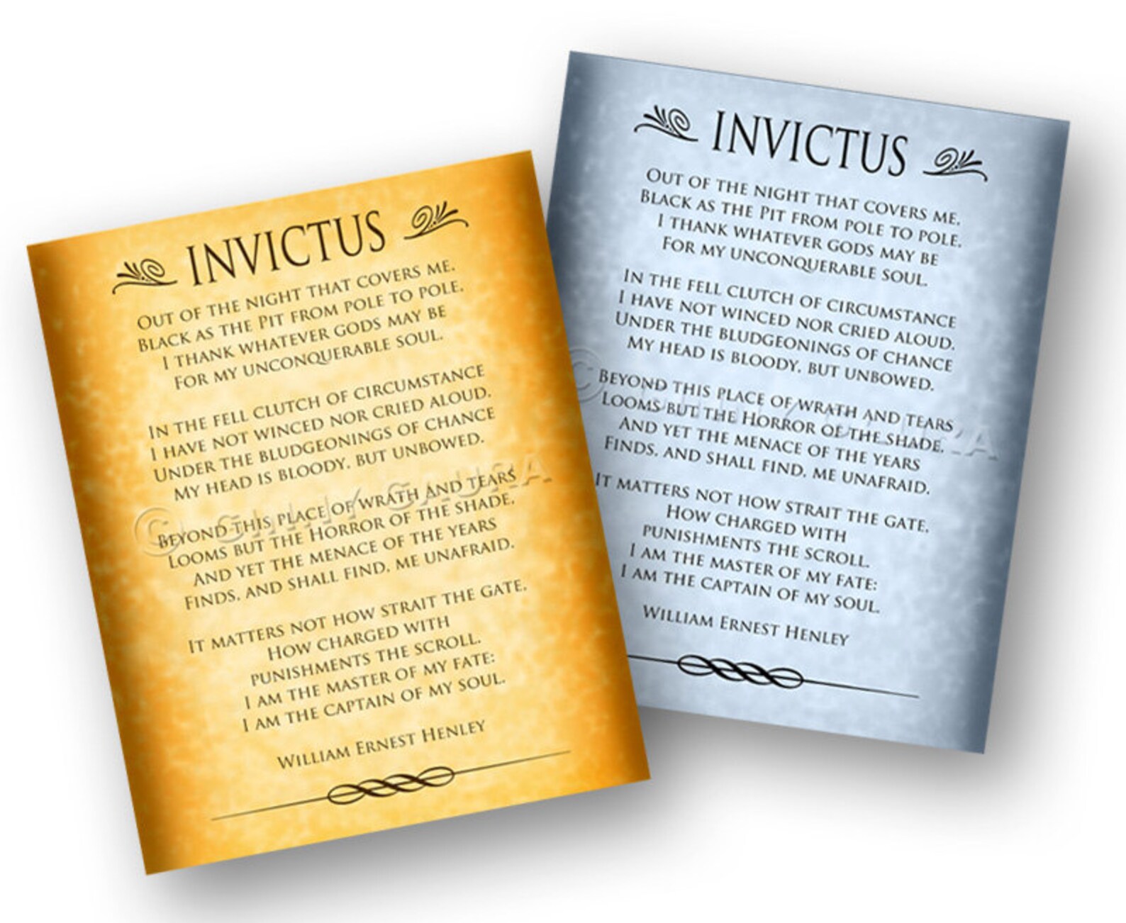 Invictus Poem by William Ernest Henley 8x10 Print Gold or image 0.