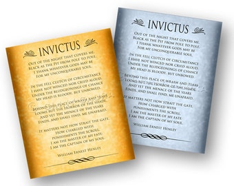 Invictus Poem by William Ernest Henley - 8x10 Print - Gold or Blue - Other Styles Available - Poetry Grad Gift - Design by Ginny Gaura