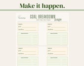 Goal Breakdown Printable PDF | ADHD Goal Setting Sheet | Goal Mapping & Action Steps | Smart Goal Worksheet | Goal Tracker