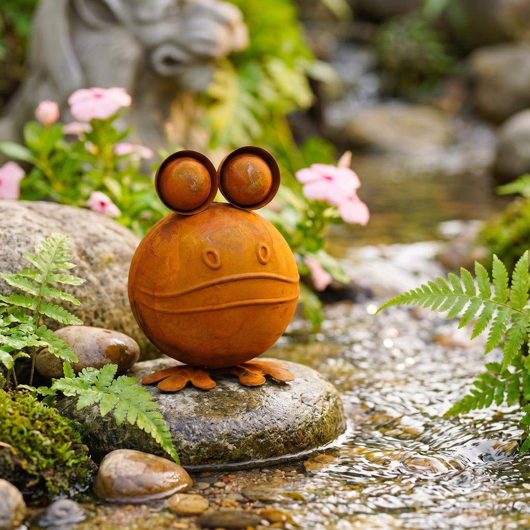 Rustic Frog Rusty Frog Garden Decor,metal Frog Statue,whimsical Frog Yard Art ...
