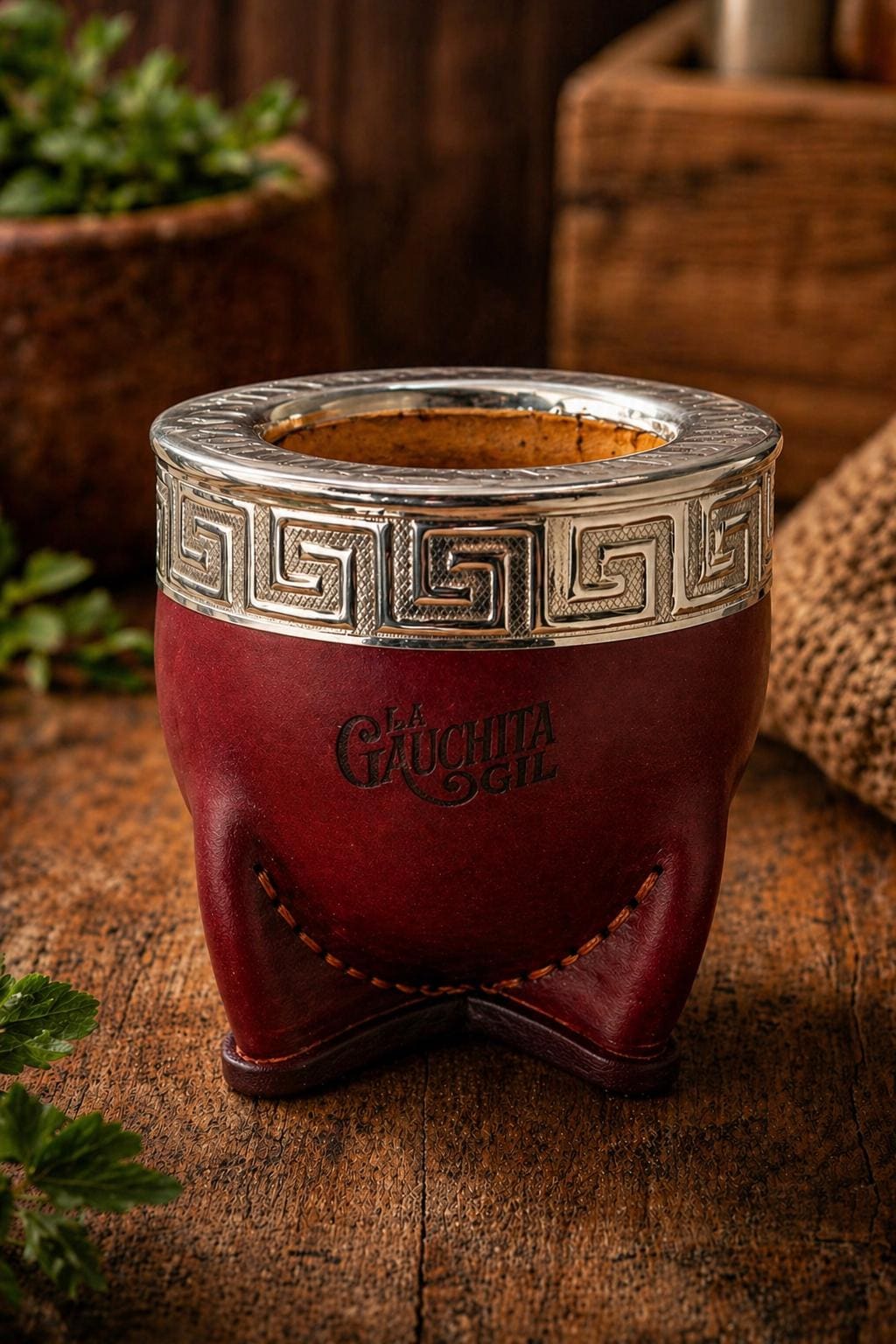 インペリアル マテ茶 手作りカップ 赤茶色｜本革×カラバサ×アルパカ装飾 Mate imperial - Etsy 日本