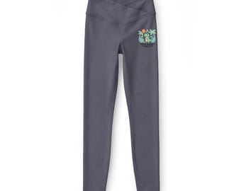 Leggings con diseño de jardín de suculentas / Ilustración de planta de bolsillo