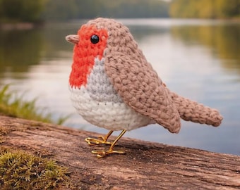 Crochet Robin Bird Pattern, Amigurumi Bird Pattern, Cute Crochet Bird Toy, Small Bird Plush PDF Pattern Instant Download