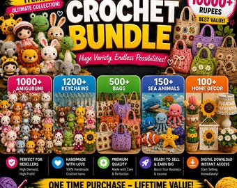 Mega haakpatroonbundel, 10000+ patronen, amigurumi sleutelhangers tassen zeedieren woondecoratie, van beginner tot gevorderd, pdf-download