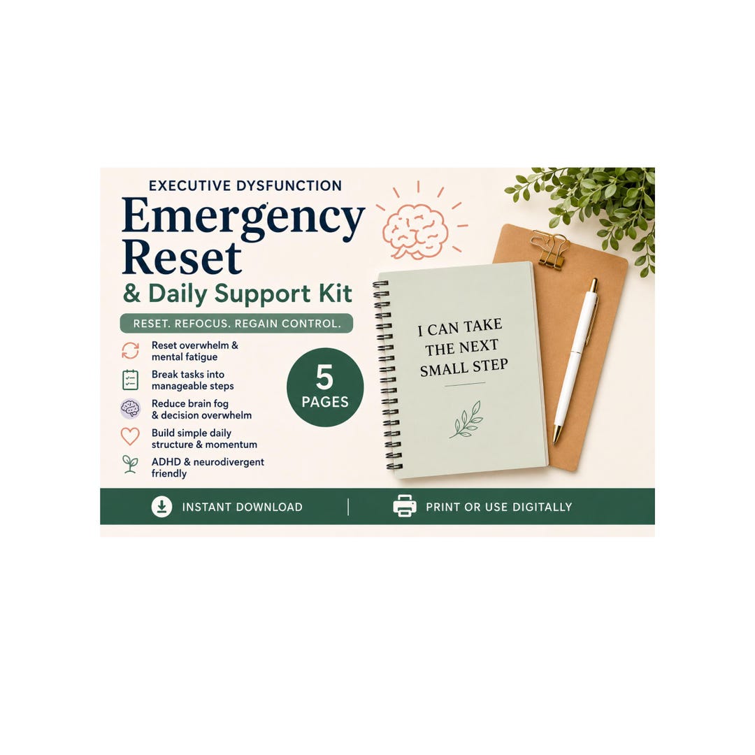 Executive Dysfunction Emergency Reset Kit | ADHD Daily Support Planner ...