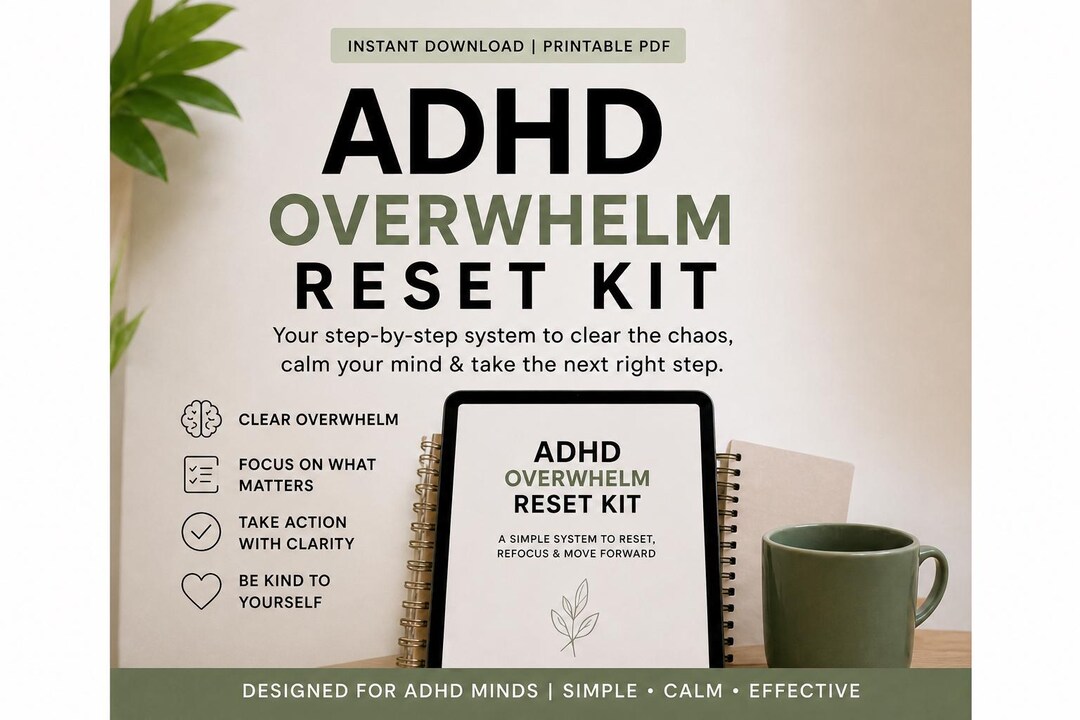 ADHD Overwhelm Reset Kit Printable | ADHD Planner PDF, Brain Dump ...