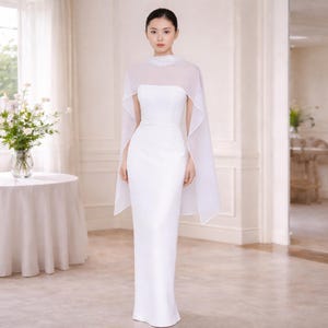 long sleeve plus size evening dresses Modern White Evening Dress| Evening Dresses XXXL / White / Satin