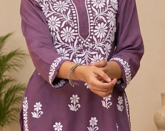Women's Rayon Floral Embroidered Short Kurti (B-Kurti Angel)