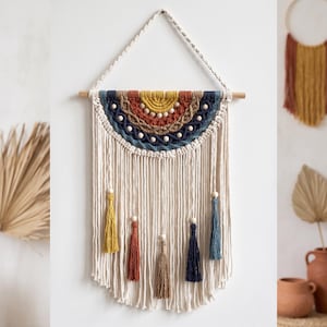 Handmade Boho Rainbow Wall Hanging, Macrame Rainbow Tapestry Decor, Colorful Nursery Wall Art, Baby Room Bohemian Decor Gift,Boho Gift