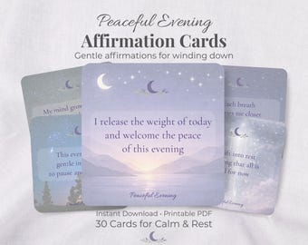 Sleep Affirmation Cards Printable | Evening Routine Cards | Bedtime Affirmations | Self Care Printable | Mindfulness Card | Digital Download