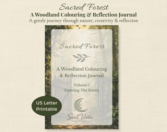 Sacred Forest Colouring Journal Volume 1 | Woodland Reflection Journal | Nature-Inspired Printable | US Letter PDF
