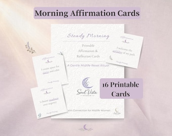 Morning Affirmation Cards Printable, Daily Affirmations for Self Care, Mindfulness Cards, Morning Routine Ritual, Digital Download