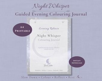 Night Whisper Guided Evening Colouring Journal | A4 Printable PDF | Adult Colouring Book for Relaxation & Bedtime Ritual