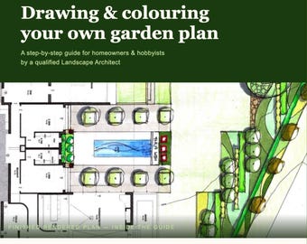 Guía de dibujo de planos de jardín en PDF, Cómo dibujar y colorear el plano de tu jardín, Cuaderno de trabajo de diseño paisajístico, Paisajismo para aficionados
