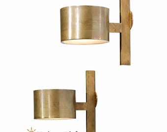 Modern Brass Wall Sconce Light Gold Wall Lamp, Industrial Cylinder Wall Light, Contemporary Lighting Fixture, Bedroom Living Room Decor