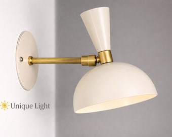 Modern Black Brass Wall Sconce, Mid Century Dome Wall Lamp, Minimalist Gold Wall Light, Industrial Wall Fixture, Bedroom Bedside Lighting