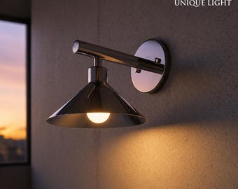 Modern Chrome finish Wall Light, Minimalist Metal Wall Sconce, Contemporary Wall Lamp, Industrial Bedroom Wall Decorative hallways Light