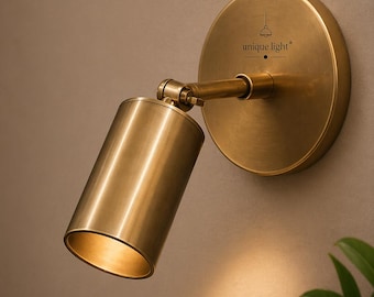 Brass Wall Sconce | Modern Spotlight Wall Lamp | Directional Reading Light | Gold Wall Light Fixture Wall Home & Kitchen Decor Light