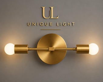 Minimalist Wall Sconce Brass | Modern Gold Wall Light Fixture | Bathroom Vanity Light | Bedroom Lighting Bedroom Wall designer Brass light