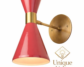 Lámpara de pared moderna de mediados de siglo, aplique de pared, lámpara de pared de latón, lámpara de pared de lujo, aplique de pared esmeralda, decoración única para el hogar