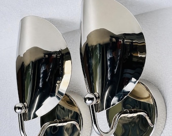 Modern Chrome Wall Light, Sculptural Metal Sconce, Luxury Wall Lamp, Contemporary Bathroom Vanity Light, Designer Wall Lighting Decor